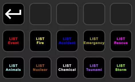 Seleção de uma lista de intervenção SDIS na consola Stream Deck